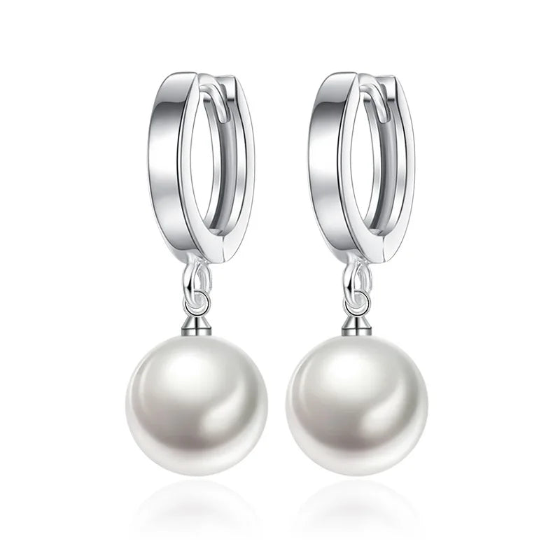 925 Silver Pearls Agate Shambala Earrings Women Jewelry