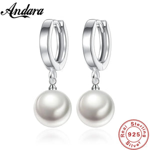 925 Silver Pearls Agate Shambala Earrings Women Jewelry