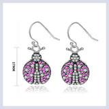 925 Silver Pink Beetle Drop Earrings with Zircon