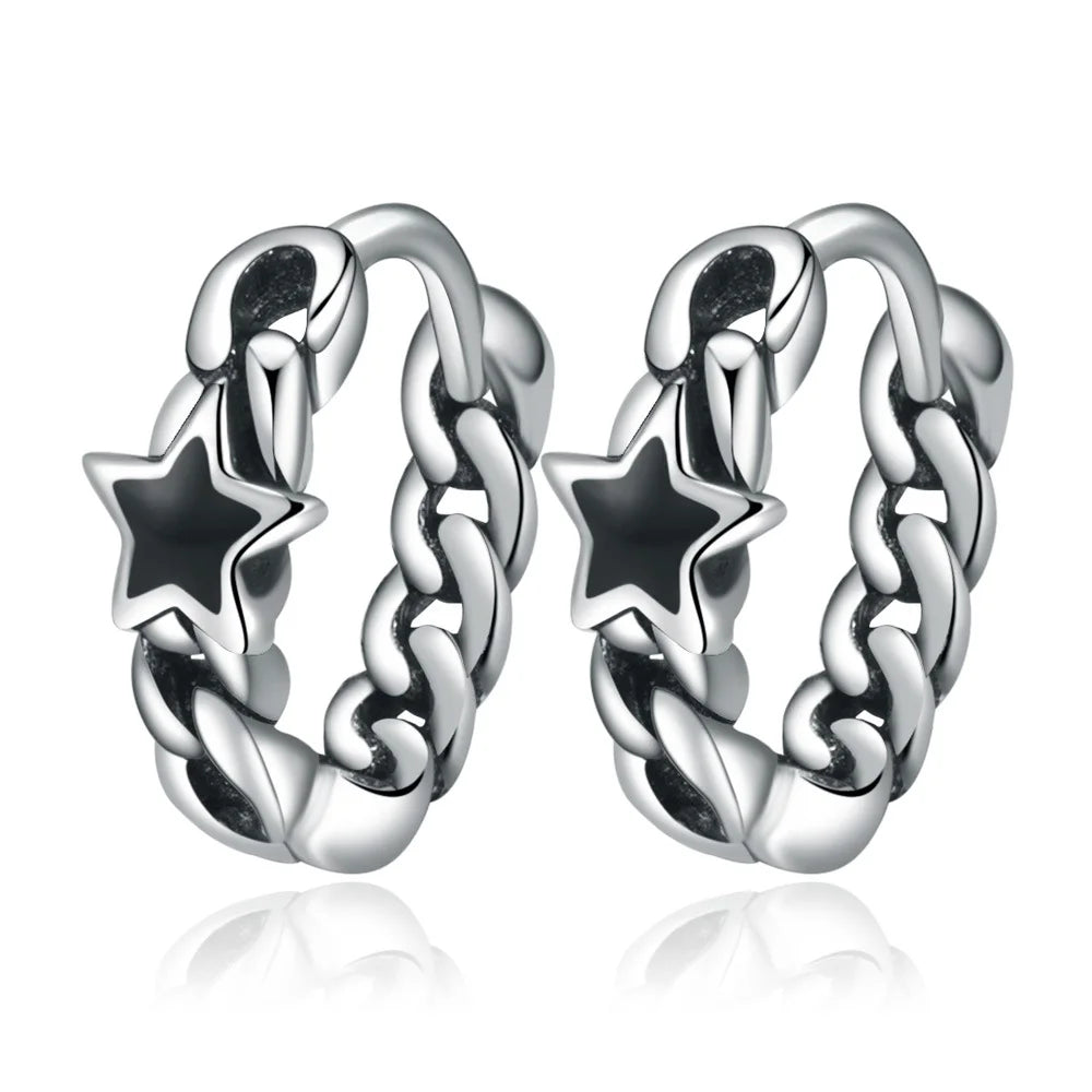 925 Silver Pentagram Earrings for Women & Men