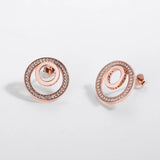 925 Silver Rose Zircon Stud Earrings Women Gift