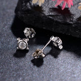 925 Silver Round Zircon Ear Studs Women Wedding Jewelry