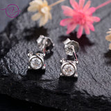 925 Silver Round Zircon Ear Studs Women Wedding Jewelry