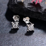 925 Silver Round Zircon Ear Studs Women Wedding Jewelry
