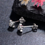 925 Silver Round Zircon Ear Studs Women Wedding Jewelry