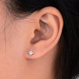925 Silver Round Zircon Ear Studs Women Wedding Jewelry