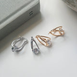 925 Silver Geometric Zircon Earrings Small Melon Style