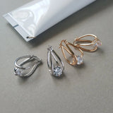 925 Silver Geometric Zircon Earrings Small Melon Style