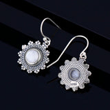 925 Sterling Silver Snowflake Moonstone Earrings for Women