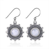 925 Sterling Silver Snowflake Moonstone Earrings for Women