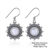 925 Sterling Silver Snowflake Moonstone Earrings for Women