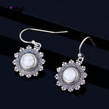 925 Sterling Silver Snowflake Moonstone Earrings for Women
