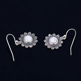 925 Sterling Silver Snowflake Moonstone Earrings for Women
