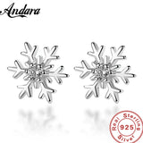 925 Silver Snowflake Zircon Earrings Girls Charm Jewelry Christmas Gift