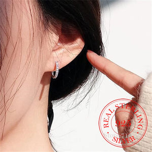 925 Silver Zircon Stud Earrings Elegant Women Jewelry