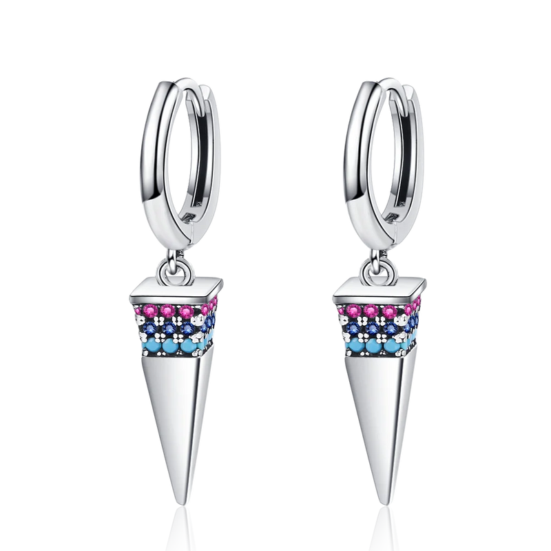 925 Silver Triangle Pendant Earrings with Zircon