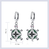 925 Silver Turtle Zircon Drop Earrings for Women Party Jewelry