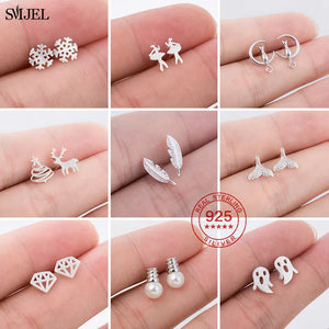 925 Silver Cat Moon Pearl Stud Earrings Ballet Jewelry