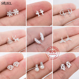 925 Silver Cat Moon Pearl Stud Earrings Ballet Jewelry