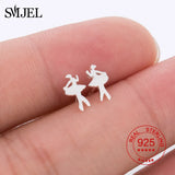 925 Silver Cat Moon Pearl Stud Earrings Ballet Jewelry