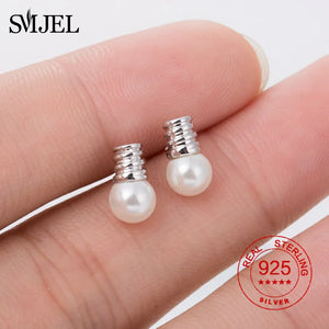 925 Silver Cat Moon Pearl Stud Earrings Ballet Jewelry