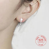 925 Silver Cat Moon Pearl Stud Earrings Ballet Jewelry