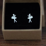 925 Silver Cat Moon Pearl Stud Earrings Ballet Jewelry