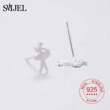 925 Silver Cat Moon Pearl Stud Earrings Ballet Jewelry