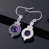 Vintage Amethyst Drop Earrings 925 Silver Dangle Anniversary Gift