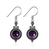 Vintage Amethyst Drop Earrings 925 Silver Dangle Anniversary Gift