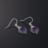 Vintage Amethyst Drop Earrings 925 Silver Dangle Anniversary Gift