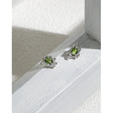925 Silver Earrings Lab Emerald Asymmetric Shape Ear Buckle