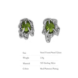 925 Silver Earrings Lab Emerald Asymmetric Shape Ear Buckle