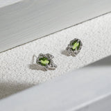 925 Silver Earrings Lab Emerald Asymmetric Shape Ear Buckle