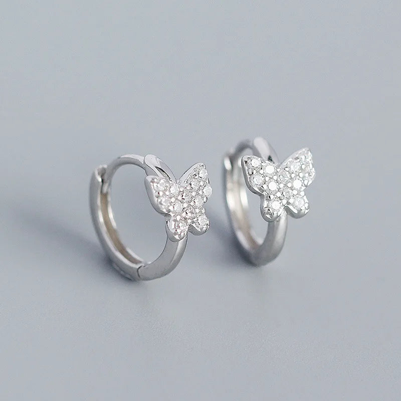 925 Sterling Silver Butterfly Earrings Minimalist Style