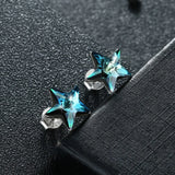 925 Silver Star Crystal Stud Earrings Women