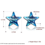 925 Silver Star Crystal Stud Earrings Women