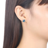 925 Silver Star Crystal Stud Earrings Women