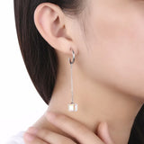 925 Silver Earrings Crystal Rhinestone Pendant Mother's Gift