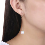 925 Silver Earrings Crystal Rhinestone Pendant Mother's Gift