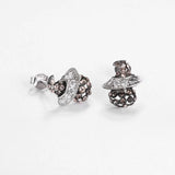 925 Silver Romantic Retro Witch Crystals Stud Earrings Lady Party S925