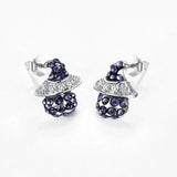 925 Silver Romantic Retro Witch Crystals Stud Earrings Lady Party S925