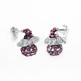 925 Silver Romantic Retro Witch Crystals Stud Earrings Lady Party S925