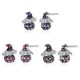 925 Silver Romantic Retro Witch Crystals Stud Earrings Lady Party S925