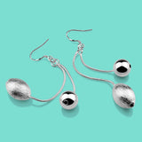925 Silver Bohemian Frosted Bead Earrings Charm Jewelry