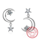 925 Silver Earrings Star Moon Tassel Earrings For Women