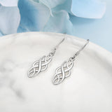 925 Silver Braided Shape Dangle Earrings 21mm Drop Jewelry Gift