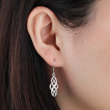 925 Silver Braided Shape Dangle Earrings 21mm Drop Jewelry Gift