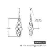 925 Silver Braided Shape Dangle Earrings 21mm Drop Jewelry Gift