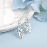 925 Silver Braided Shape Dangle Earrings 21mm Drop Jewelry Gift
